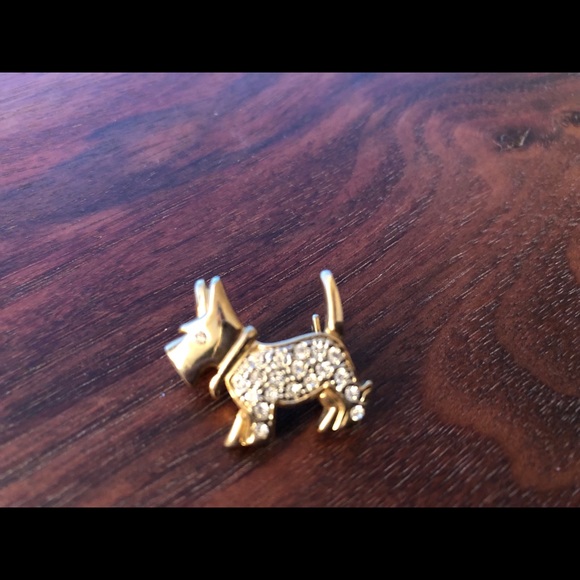 Gold tone & Rhinestone Scottie Dog Pin - Picture 3 of 7